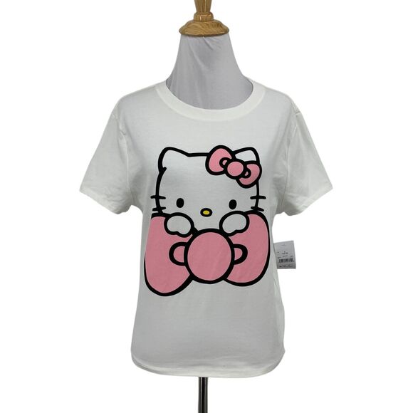 Hello Kitty T Shirt Women XS Extra Small White Sanrio Short Sleeve Stretch *READ - Picture 1 of 11
